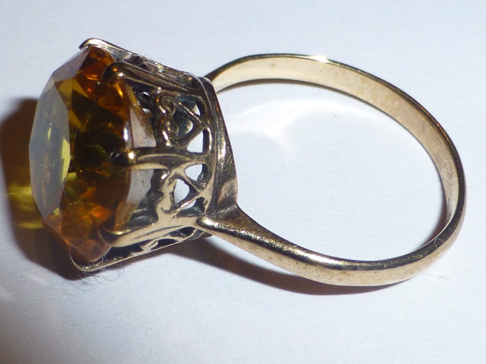 Fabulous large 22 ct citrine and 18ct gold ring