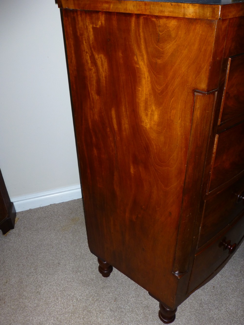 Regency Georgian mahogany bowfront chest of drawers View III