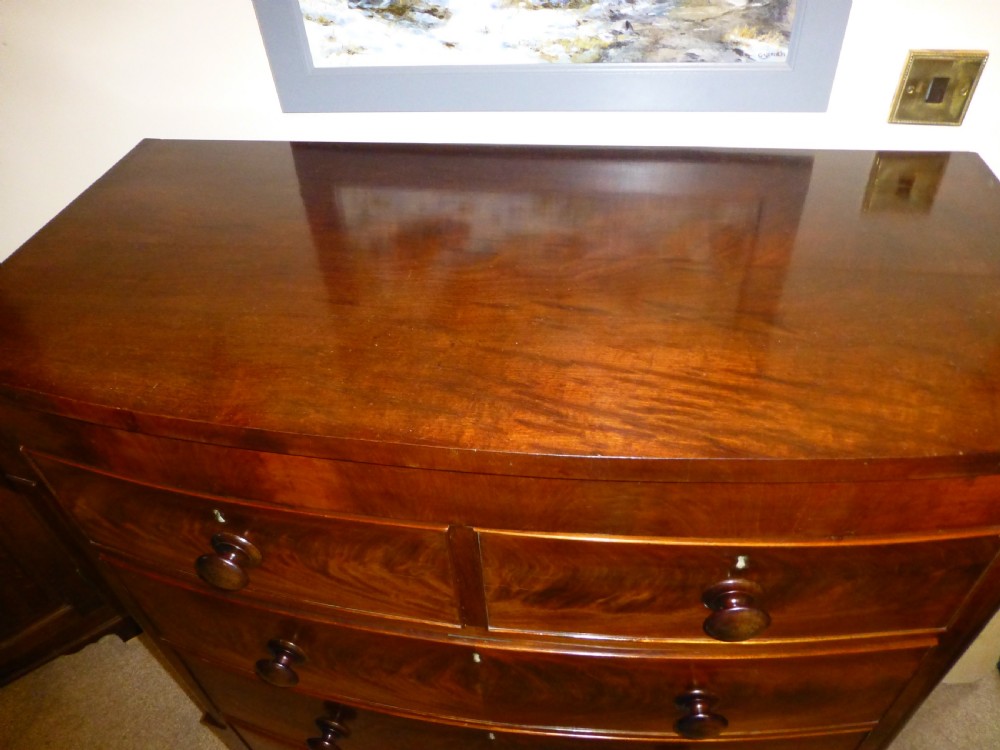 Regency Georgian mahogany bowfront chest of drawers View IV