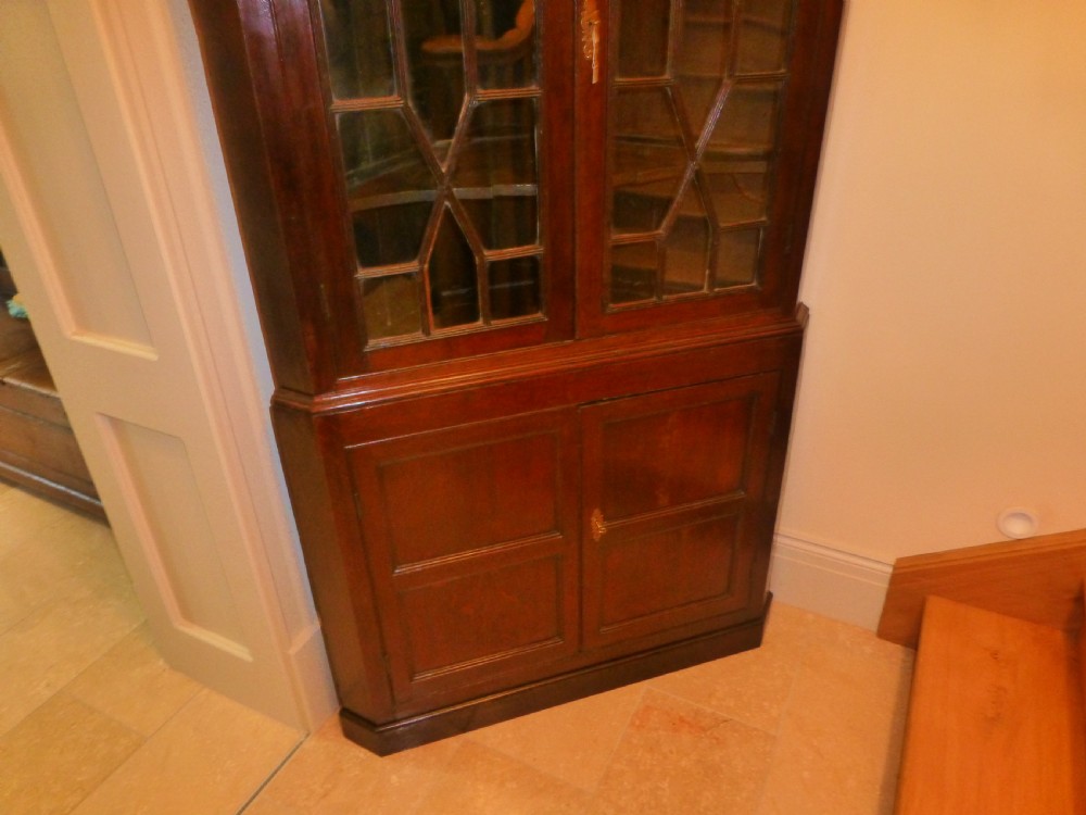 Welsh 18th century oak standing double height corner cupboard cabinet View III