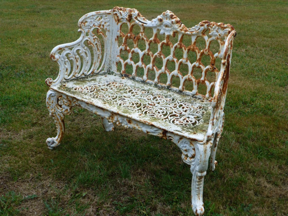 Carron Foundry white house rose garden cast iron bench C1850