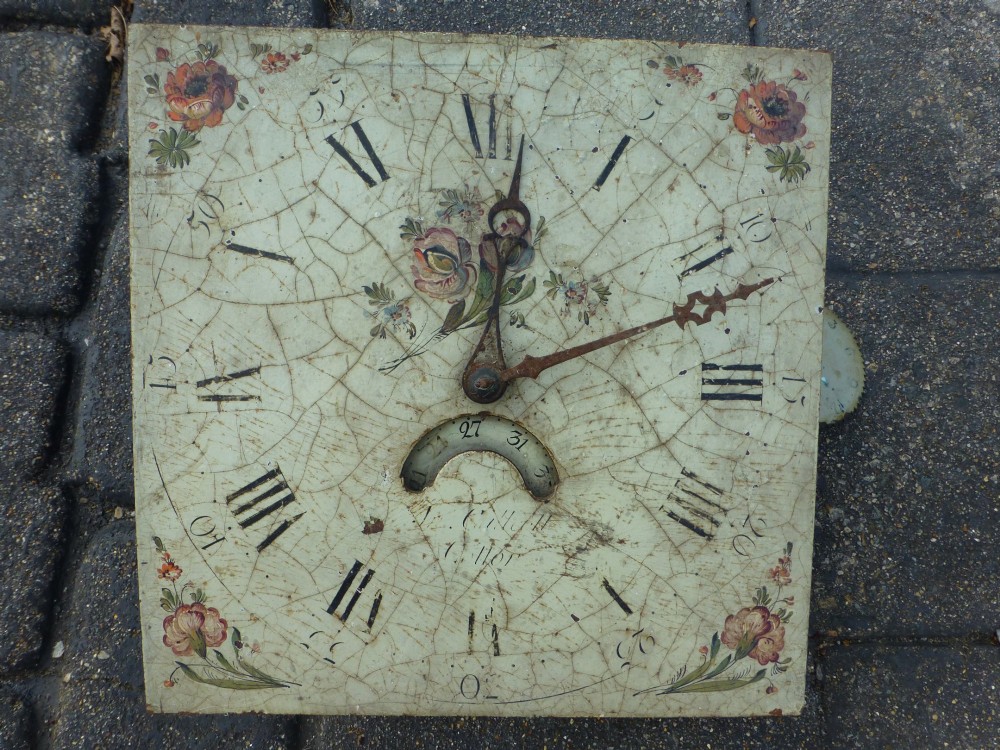 rare late 18th century 11" dial clock face and movement