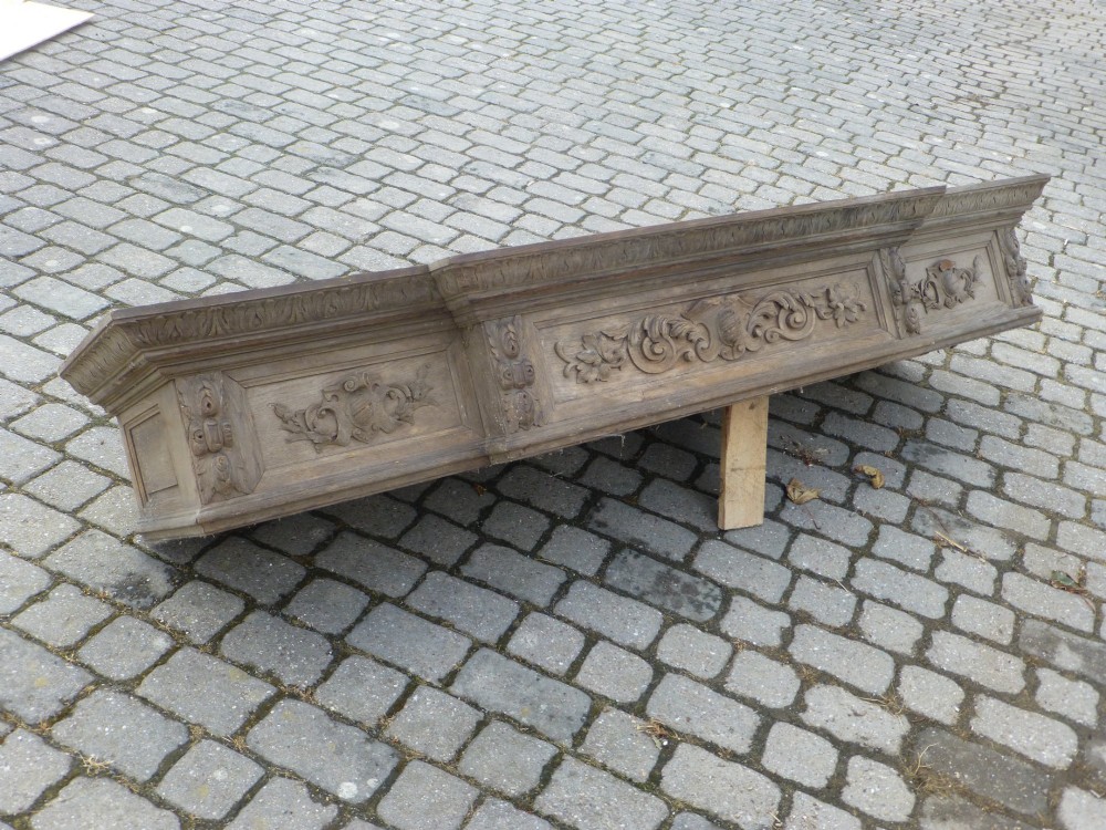 Rare architectural Superking or Emperor 19th century French carved oak bed canopy