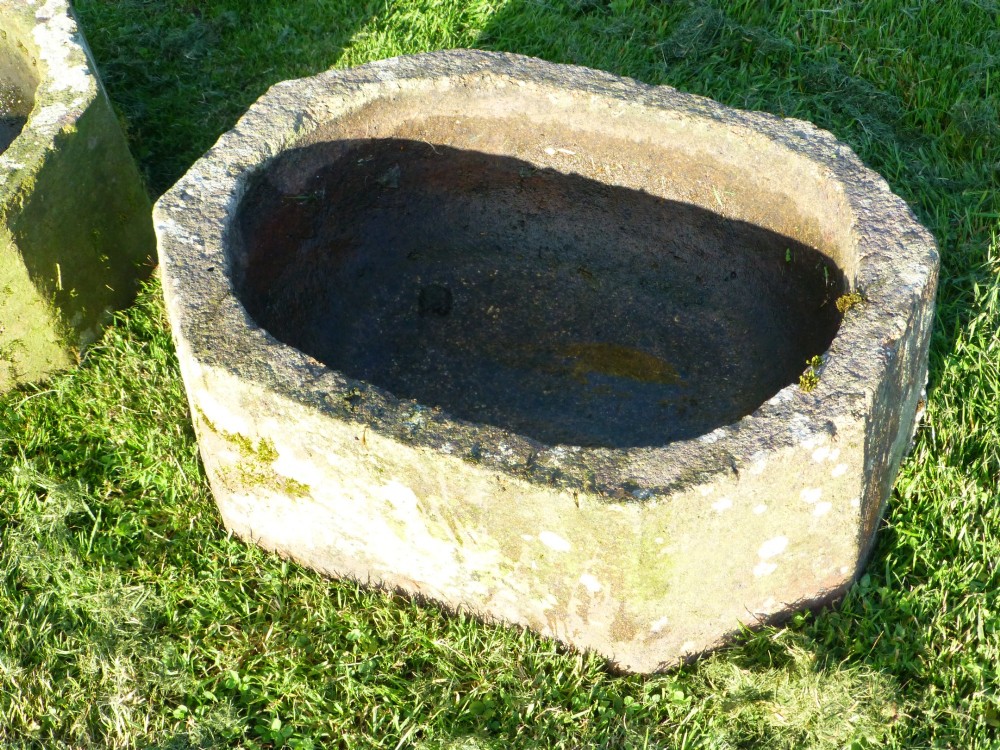 Extremely rare pair of 19th century gritstone hand carved planters or troughs. C1840 View IV