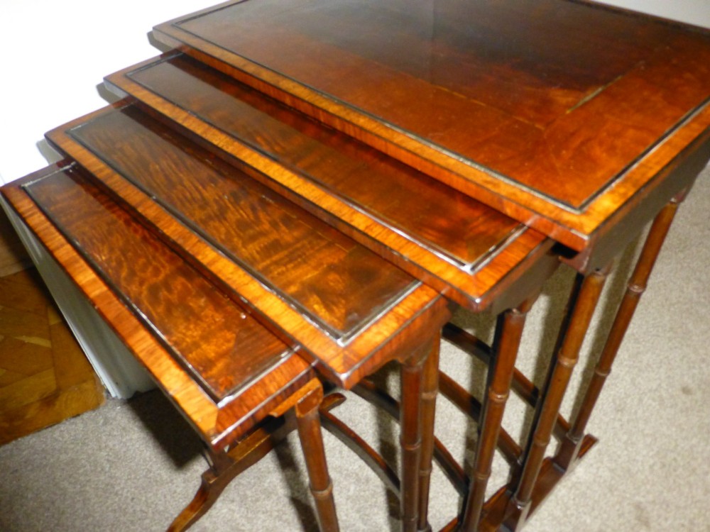 Edwards and Roberts inlaid set of four tables quartetto. C1895. View VI