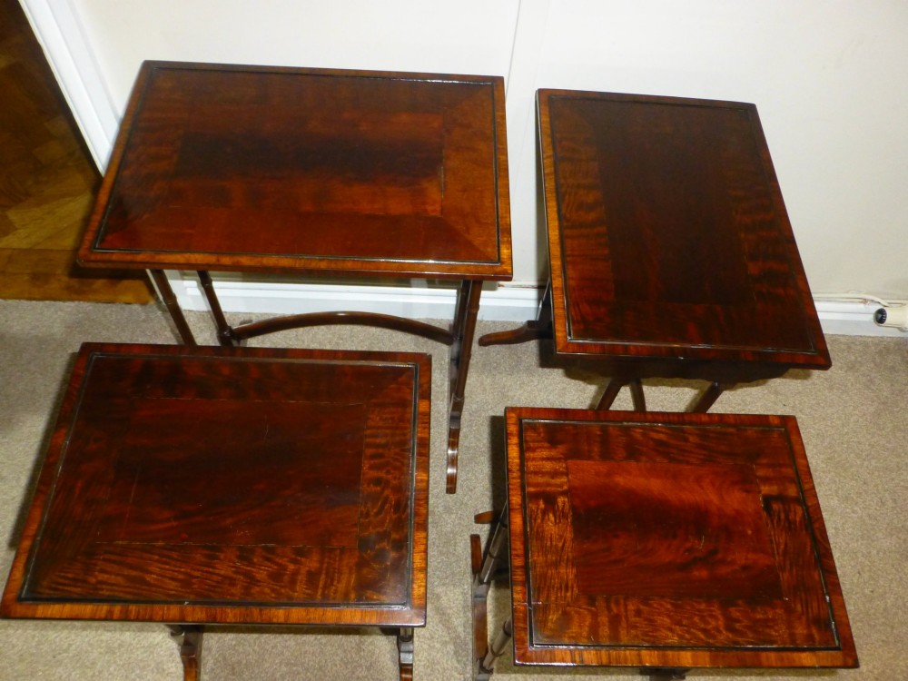Edwards and Roberts inlaid set of four tables quartetto. C1895. View VII