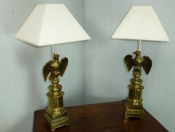 ANTIQUE PAIR OF LARGE CAST BRASS LAMPSC1930