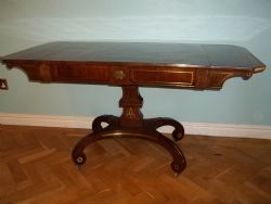 REGENCY ROSEWOOD BRASS INLAID SOFA HALL CENTRE SIDE TABLE IN THE MANNER OF GEORGE BULLOCK
