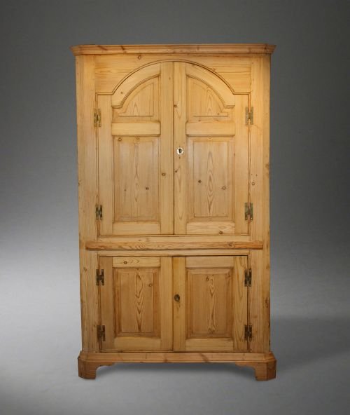 Sripped Standing Pine Corner Cupboard