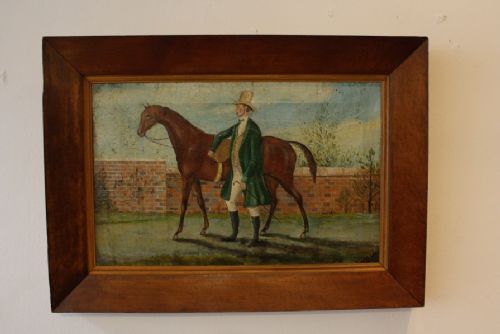 Naive Painting of a Horse and Owner
