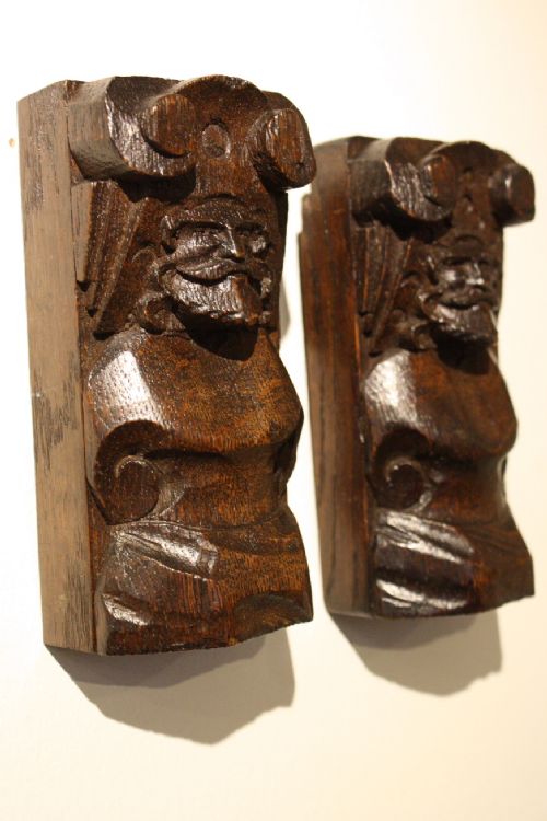 Pair of Oak Carvings