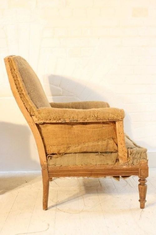 Pair of French Beech Wood Armchairs