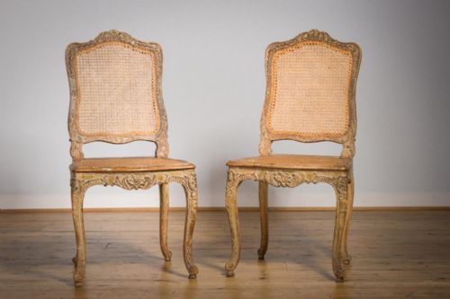 Pair of French Caned Side Chairs