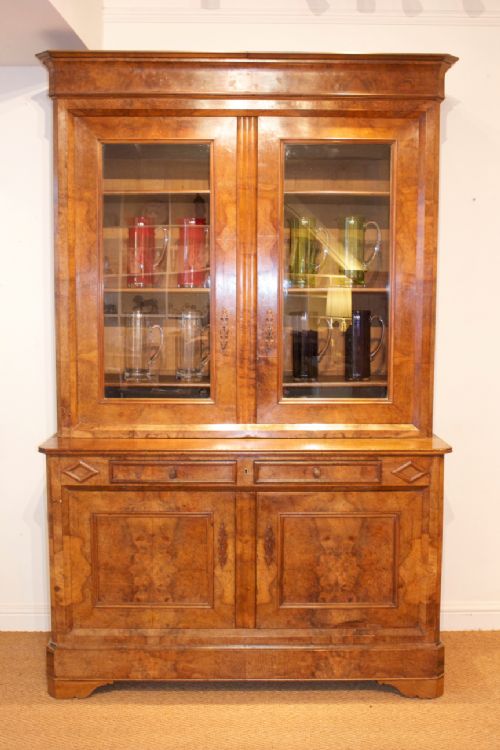 Large French Walnut Bookcase