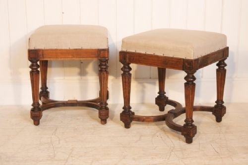 Pair of French Walnut Stools