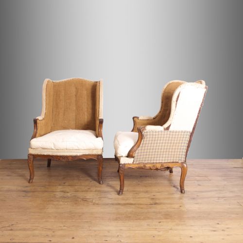 fig 1. PAIR OF FRENCH OAK WING CHAIRS