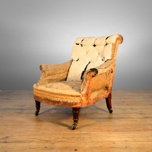 19th  Century Buttoned Back Armchair Reupholstery Included