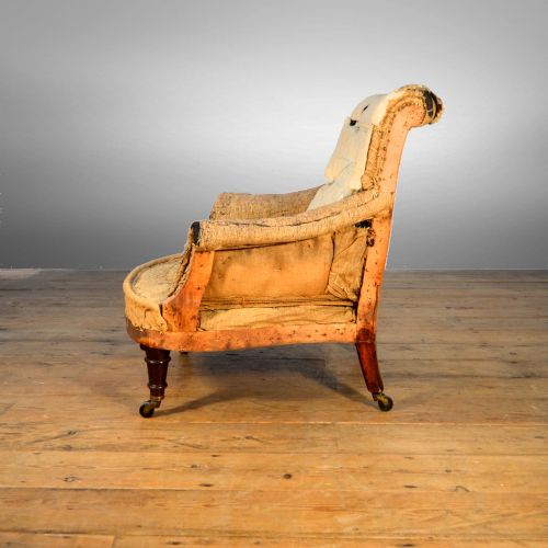 fig 1. 19TH CENTURY BUTTONED BACK ARMCHAIR REUPHOLSTERY INCLUDED