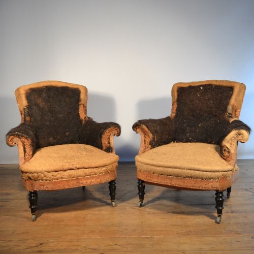 Pair of French Fauteuil, Inc Reupholstery