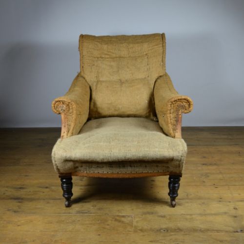 fig 1. English Armchair with Ebonised Legs, Upholstery Incl