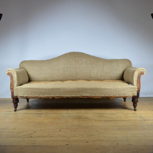 19th Century Camel Back Sofa, Incl Reupholstery