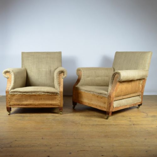 Pair of Edwardian Armchairs Incl. Full Reupholstery