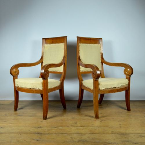 Pair of 19th Century Empire French Chairs Inc Full Reupholstery