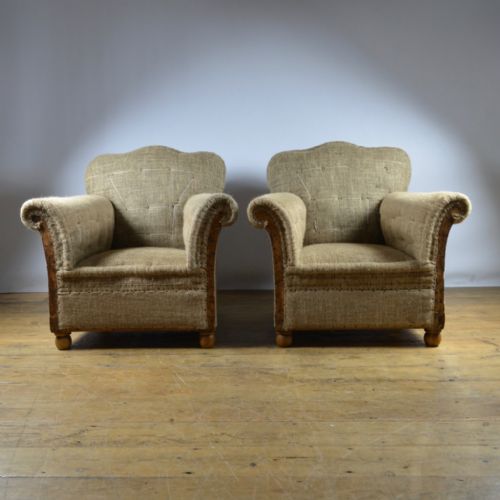 fig 1. Pair of Pretty 1930s Armchairs Inc Full Reupholstery