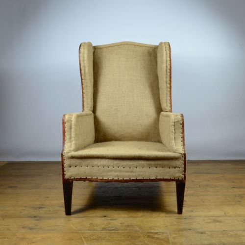 fig 1. English Edwardian Wing Chair, Reupholstery Included