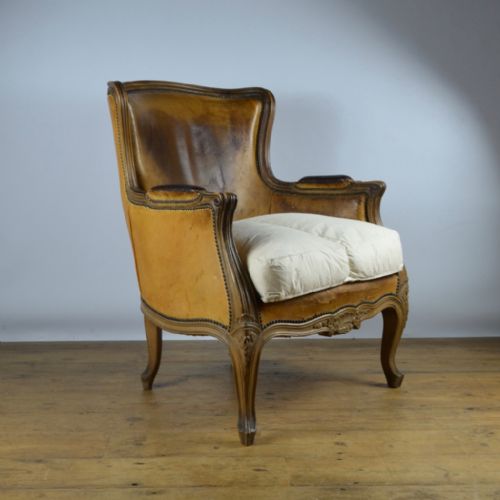 French Leather Library Chair