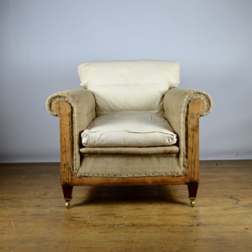 Deep Seated Edwardian Armchair, Reupholstery Included  - G037