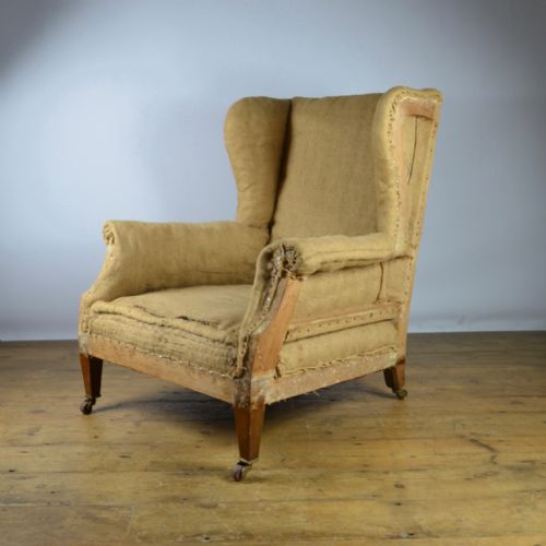 Edwardian English Wing Chair, Reupholstery Inc. 
 - C273