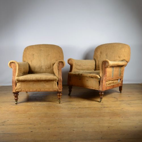 fig 1. PAIR OF ENGLISH ARMCHAIRS - REUPHOLSTERY INCLUDED - C239