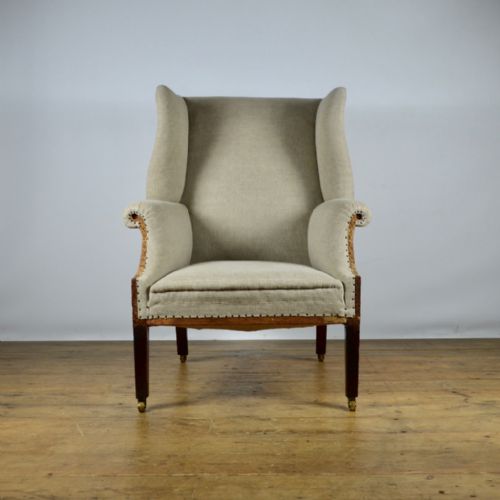 fig 1. GEORGIAN ENGLISH WING CHAIR - REUPHOLSTERY INC. - C231