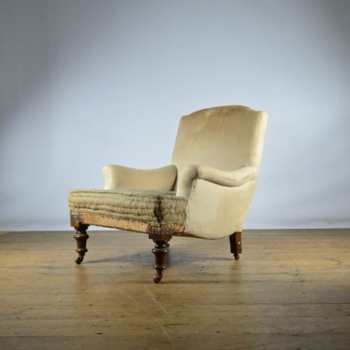 Shaped English Armchair, Reupholstery Inc - C309