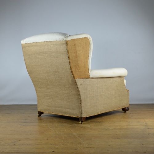 fig 1. VERY LARGE ENGLISH ARMCHAIR - REUPHOLSTERY INC - C314