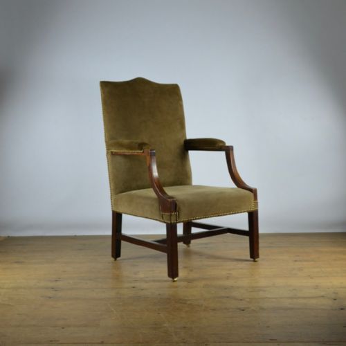 English Suede Gainsborough Chair