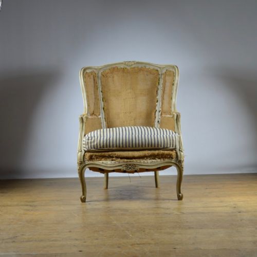 fig 1. PAINTED FRENCH WING CHAIR - REUPHOLSTERY INCLUDED