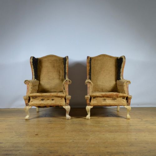 fig 1. PAIR OF WING CHAIRS - REUPHOLSTERY INCLUDED
