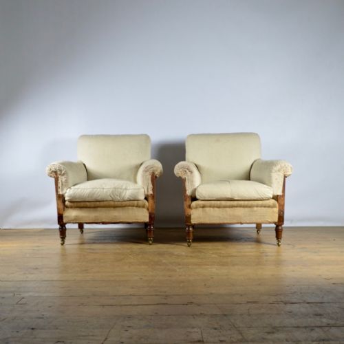 fig 1. PAIR OF ENGLISH ARMCHAIRS - REUPHOLSTERY INC.