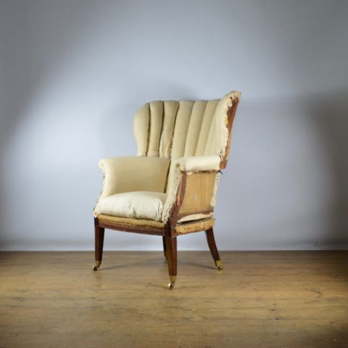 fig 1. ENGLISH RIBBED BARREL BACK CHAIR - REUPHOLSTERY INC.