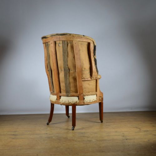 fig 1. ENGLISH BARREL BACK CHAIR - REUPHOLSTERY INC.