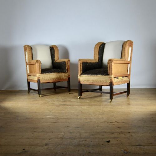 Pair of English Winged Armchairs - Full Reup. Inc.