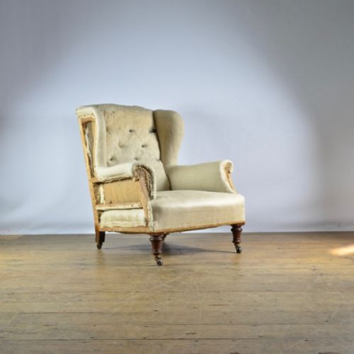 19th Century English Winged Armchair - Full Reupol. Inc.