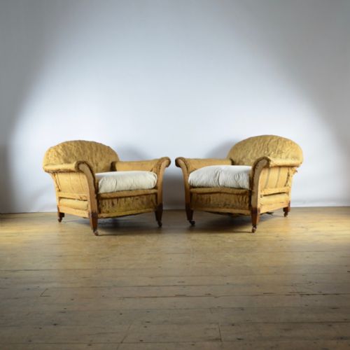 Pair of Deep Seated English Armchairs - Full Reup.