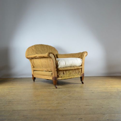 fig 1. PAIR OF DEEP SEATED ENGLISH ARMCHAIRS - FULL REUP.