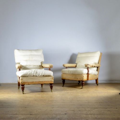 Pair of 19th Century Library Chairs - Full Reupholstery Inc.