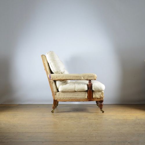 fig 1. PAIR OF 19TH CENTURY LIBRARY CHAIRS - FULL REUPHOLSTERY INC.