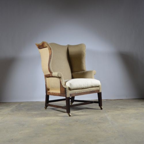 Georgian Mahogany Wing Chair    Full Reupholstery Included