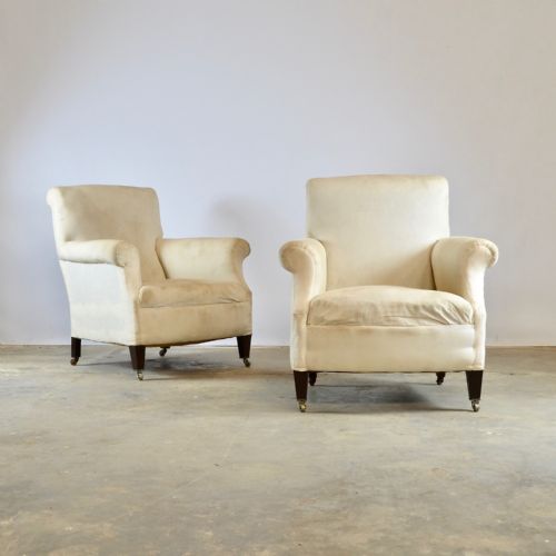 Pair of Edwardian Armchairs, Full Reupholstery Inc.